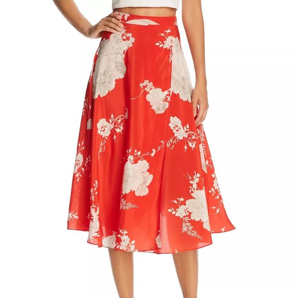 Alice + Olivia Dresses & Skirts - Alice + Olivia Silk Nanette Faux-Wrap Floral Midi Skirt
